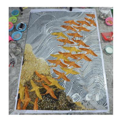 China ZF parquet prices cheap glass mosaic slabs jade glass and ice gold mosaic puzzle wall decorations for living room wall art mosaic for sale