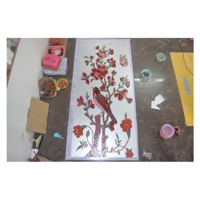 China ZF China parquet floor mosaic tile factory outlet flower mosaic patterns red mural and red bird mosaic mural for sale for sale