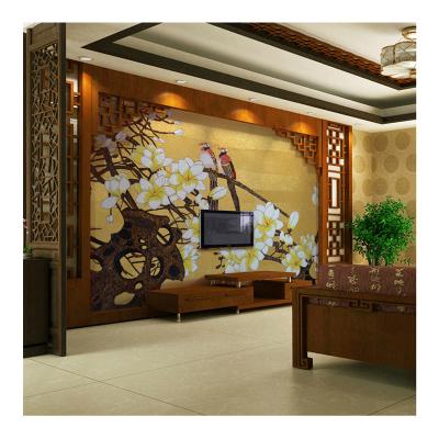 China Factory direct supply ZF parquet and gold mosaic simple flower mosaic art background murals for wall decor for sale