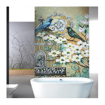 China ZF Parquet customized simple art bathroom mosaic backsplash wall decor white flower mosaic slab murals and birdcage birdcage for sale for sale