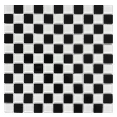 China ZF Flooring Mosaics 25*25*4mm Crystal Glass Mosaic Slab Bathroom Decor Black And White Mosaic Made In China for sale