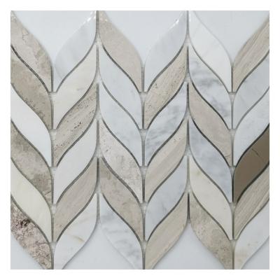 China White and Gray Stone Slabs Parquet ZF Natural Marble Mosaic Sheet Shaped Marble Mosaic Pattern For Sale for sale