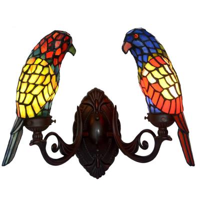 China ZF traditional hot sale bird style wall light hotel stained glass tiffany wall lamps and bedroom wall light lamp tiffany decor for sale