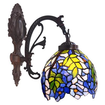 China Factory direct supply traditional ZF tiffany wall lamps with shade brass stained glass wall lamp bedroom wall lamp decor for sale