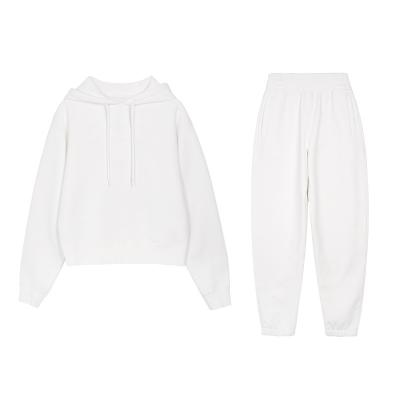 China Wholesale Fashionable Women Breathable Pure White Tracksuits Sets Woman Custom Made Single Thick Cotton Fleece Tracksuit Jogging Suits Unisex Sweatsuit for sale