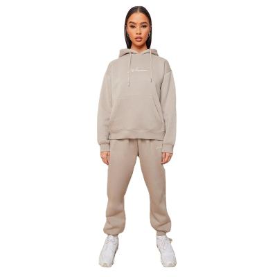 China Latest Women Heavyweight 100%Cotton Sweatsuit Breathable Naked Woman Customized Embroidery Hood Sweatsuit Set Vendor for sale