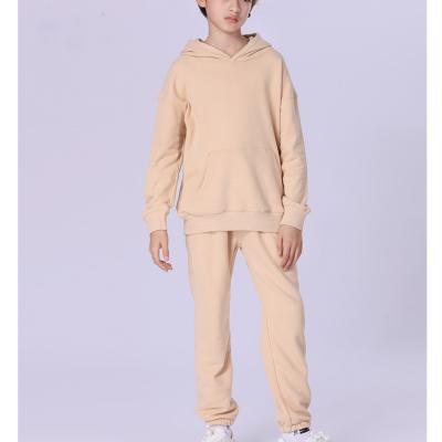 China Breathable Teenage Clothing 2 Pieces Hoodie And Pants Tracksuit Sweatsuit Kids Solid Color Tracker Sets Wholesale For Boys for sale