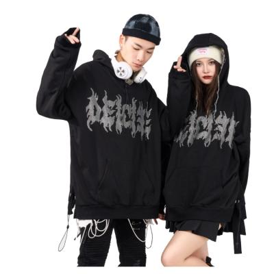 China Customized Rhinestone Couples Hoodie Anti-wrinkle Winter Men Women Cotton Drawstring Pullover Hoody Jacket Unisex Anti-Wrinkle for sale