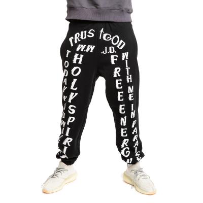 China Custom Anti-wrinkle Hip Hop Men's Logo Letter Puff Print Streetwear Straight Leg Sweatpants For Men for sale