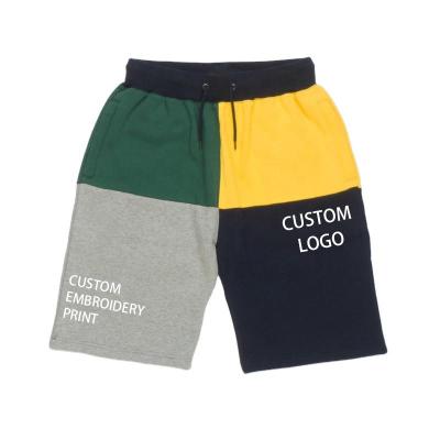 China Custom Made Anti-Wrinkle Fashion Street Wear Knee Length Men's Terry Cotton Color Block Shorts for sale