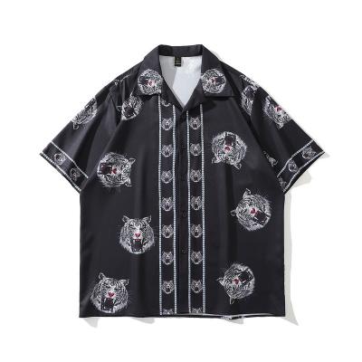 China Breathable Beach Wear Polyester Hawaiian Mens Cotton Style Casual Flower Button Down Shirts For Men for sale