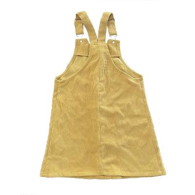 China Breathable China Manufacturer Ready To Ship Suspender Skirts Girls Dresses Brown Corduroy Overall Dress In Stock for sale