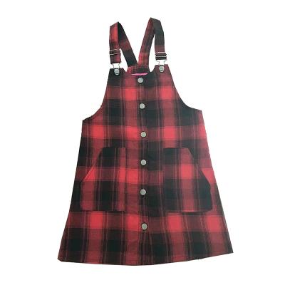 China Wholesale Elegant Summer Breathable Ready To Ship Cheap Price Red Plaid Dresses Kids Girls Checked Overall Dress In Stock for sale