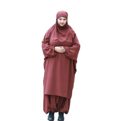 China 2023 Polyester Solid Color Women Muslim Prayer Jubab Modest Jubab Modest Khimar Hijab Abaya EID Islamic Arab Turkey Malaysia for sale