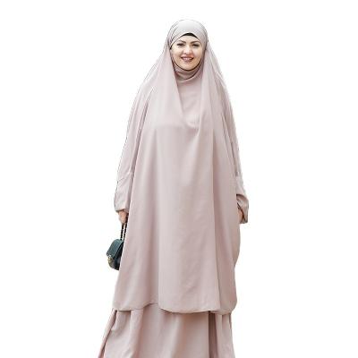 China POYESTER 2023 EIM Middle East Women Solid Color Prayer Hijab Abaya Muslim Modest Khimar Hijab Abaya for sale