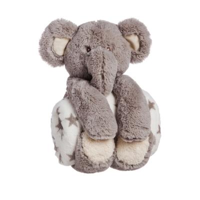 China Newborn Infant Hug Toy Elephant Plush Cloth Fleece Anti-pilling Gift Set Baby Super Soft Coral Soft Blanket for sale