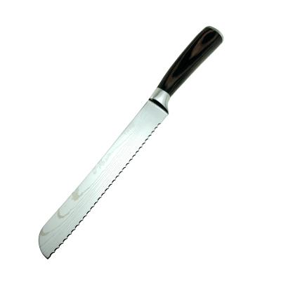 China Viable Knife Ultra Sharp Serrated Damascus Steel With Pakka Wood Handle 8 Inch Carbon Cake Slicer Baguette Cutter Bread Knife for sale