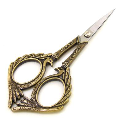 China Vintage Style European Stainless Gold Butterfly Scissors DIY Cutting Sharp Tip Factory Design Sewing Kit Shears For Embroidery for sale