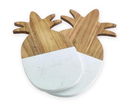 China Sustainable Pineapple Shape Acacia Wood Chopper Marble Cutting Board for sale