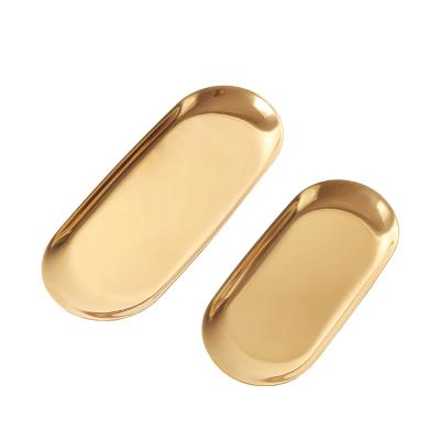 China Wholesale Nordic Style Home Appliance No MOQ Metal Brass Copper Stainless Steel Tray Jewelry Gold Serving Dish for sale