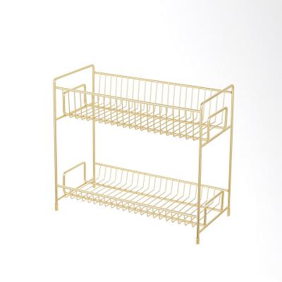 China Workable Metal 2 Tier Iron Rack Standing Rack For Bathroom Cosmetic Storage Shelf Organizer for sale