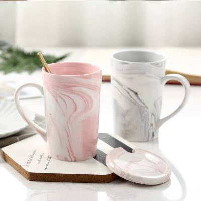 China Wholesale Creative European Coffee Mug Luxury Custom Couples Gold Logo Gift Stocked Marble Ceramic Mug for sale