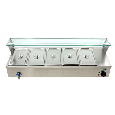 China BM-53 Buffet Restaurant Food Warmer Hotel Stainless Steel Worktop Bain Marie 5 Pans 5x 1/3 GN Portable Casserole for sale