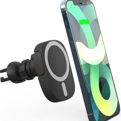 China 15w 15w High Speed ​​Magnetic Car Charger Stand 15w Qi Abs+silicon+ Magnetic Fast Charging Wireless Black for sale