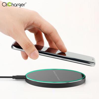 China Universal Fast Wireless Charger Aluminum Alloy 15w Qi Material Mobile Charging Pad Wireless Pad for sale