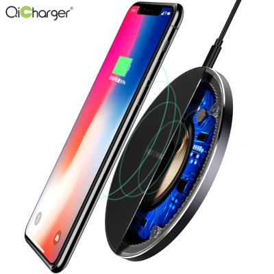 China Mobile Phone Shenzhen Manufacturer Input 5V/9V Fast Charging 15W Qi Wireless Charger Pad For iPhone Fast Round Wireless Charger for sale