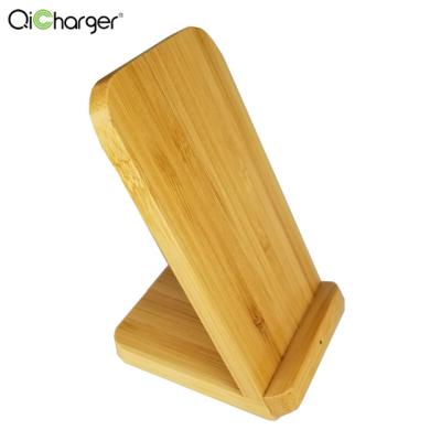 China Mobile/All Qi Wireless Devices Wooden 10w Fast Wireless Charger Bamboo Stand For iPhone Samsung For Huawei for sale