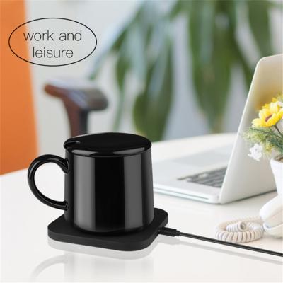 China Smart Cell Phone Temperature Control 55 Degree Coffee Thermostatic Coaster Mug Heater and Charger with 10w/5w/7.5w Charging OEM FCC 350ML for sale