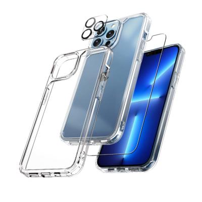 China Shockproof 3 in 1 Phone Back Cover For iPhone 13 Pro Max Case Camera Glass Screen Protector Handy Hulle TPU Phone Shell For iPhone 13 Case for sale