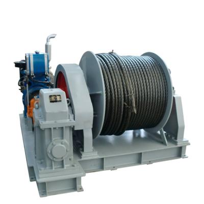 China 200m OUTBOARD wire rope 20 ton slpiway marine mooring diesel winch for sale