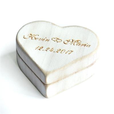 China Custom Jewelry Package Wedding Ring Box, Vintage Style Wooden Country Style Heart Shaped Wedding Ring Box for sale