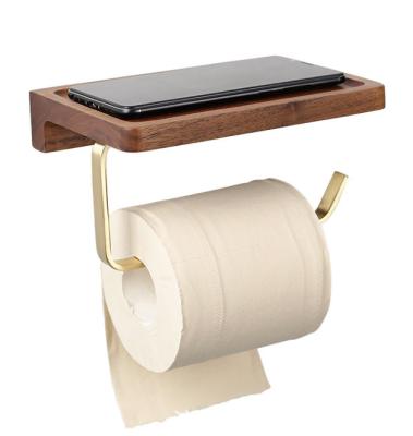 China Wall Mounted Creative Solid Wood Bathroom Tissue Holder Toilet Paper Roll Free Punching Holder Modern Paper Holder for sale