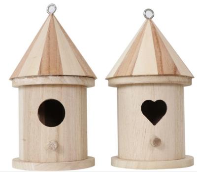 China DIY Wooden House Children's Pet Decoration Windproof Tree Birdcage Bird Hanging House Hanging House for sale