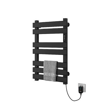 China Heater Black Luxury Hotel Aluminum Alloy Towel Warmer Towel Rail Electric Heated Wall Mounted Towel Racks for sale