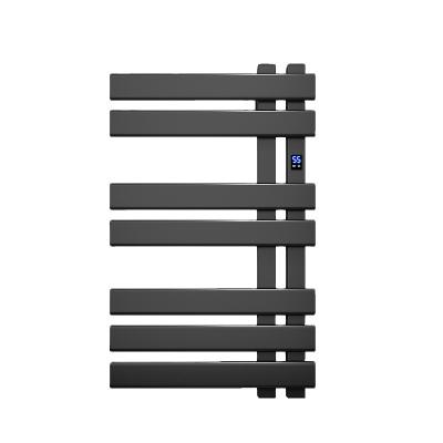 China Heater Bathroom Electric Towel Rack Quick Drying Touch Screen Thermostat Black Flat Bar Electric Towel Rack for sale