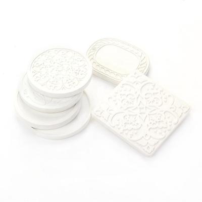 China Viable Plant Deodorant Engraved Water Absorbing Diatomite Coaster Cup Coaster for sale