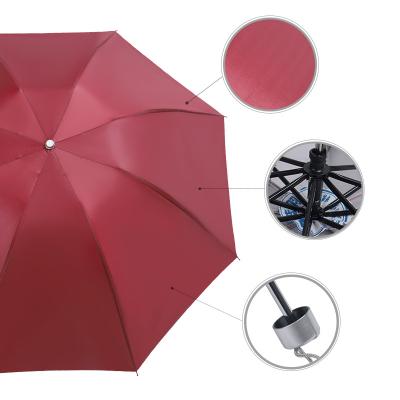 China All In 1 Cheap Promotional Silver Coating Custom Logo Sun Block 3 Manual Folding Umbrella For Sunny Rainy Day for sale