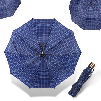 China Hot Selling Good Quality Fashion Style Plaid Cloth Pongee Cloth Foldable Umbrella Modern British Big 4 With Logo Prints for sale