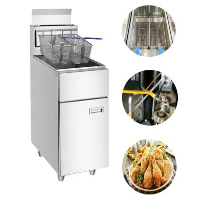 China Frying Food Gas Deep Fryer Fast Food Equipment , Single Cylinder Commercial Gas Open Deep Fryer for sale