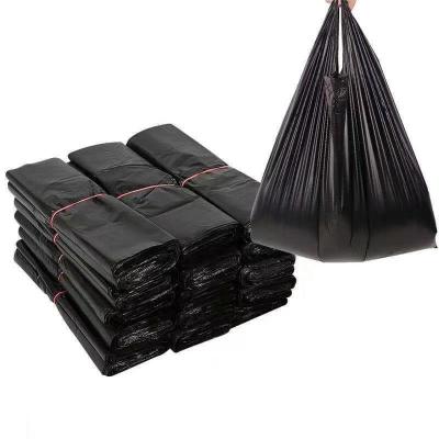 China Disposable Customization Large Heavy Duty Black Color Eco Friendly Degradable Bin Liner Garbage T-Shirt Bag Rubbish Plastic Trash Bag for sale