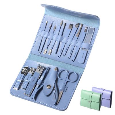 China Personal Hot Selling Portable Stainless Steel Manicure Pedicure Care (For Trimming Nails /Removing Dead Skin) MOQ 3Pcs Set 16 Pcs/Set With PU Leather for sale