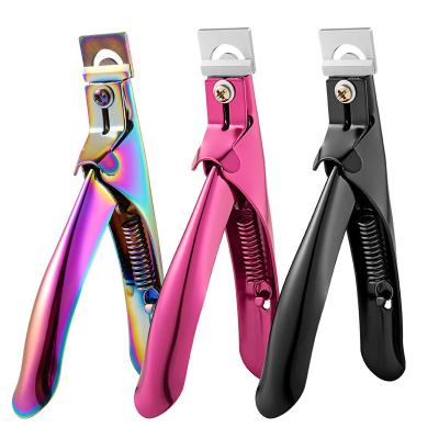 China Right Handed Scissors Wholesale Manicure Tools Nail Extension Trimmer Stainless Steel U-Shape Fake Nail Clipper for sale