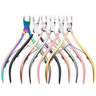 China Right Handed Scissors Wholesale Hard Nail Nipper Stainless Steel Cuticle Nipper Rainbow Dead Skin Callus Trimmer High Quality for sale