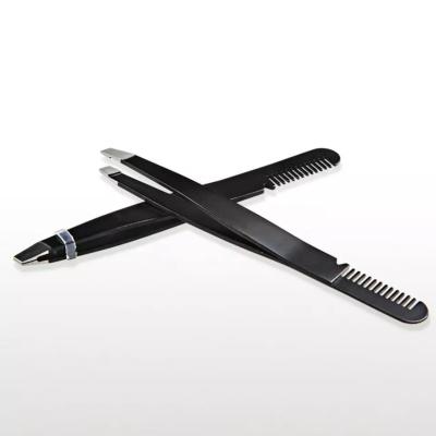 China Professional Personal Care Beauty Care (For Eeyebrow) Tools High Quality Eyebrow Clip Stainless Steel Eyebrow Tweezers With Comb for sale