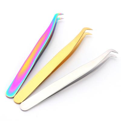 China Free Sample Logo Stainless Steel Customized Professional Personal Care (For Eyelash) 90 Degree Eyelash Extension Tweezers for sale