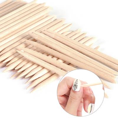 China Remove Dead Skin Around Nails / Paste Nail Ornaments Wholesale Manicure Pedicure Tools Double Stick Orange Wood Cuticle Pusher Stick for sale